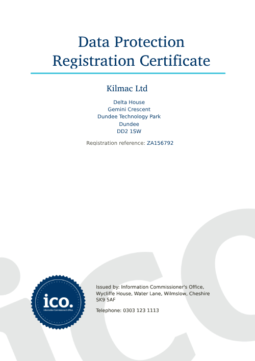 ICO Registration Certificate Exp - Kilmac